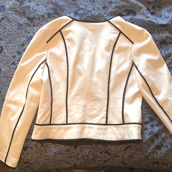 INC-International Concepts Jacket-White with Black Vegan Leather Trim. Size L. - Picture 5 of 8